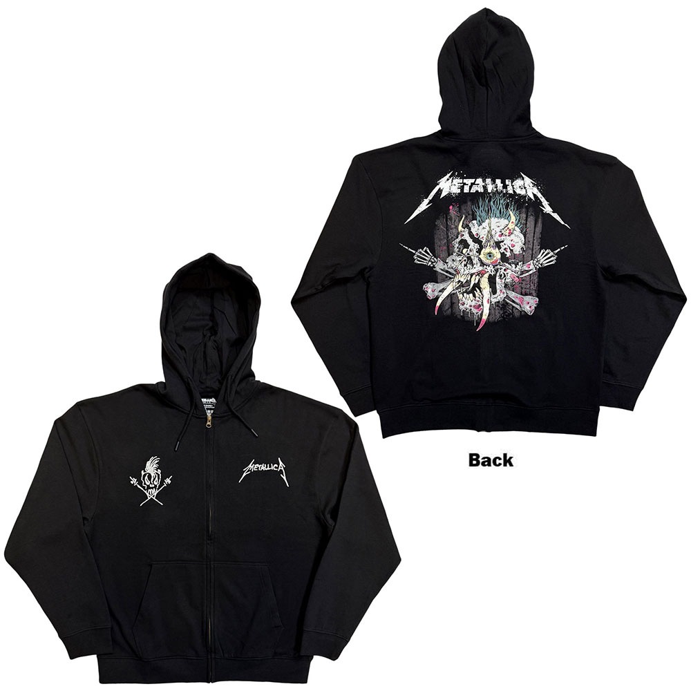 Metallica - Worn Pushead Flaming Skull Hoodie/trui - Zwart